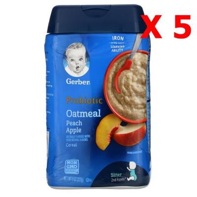 피치애플 Gerber Probiotic Oatmeal Cereal 거버 프로바이오틱 오트밀 시리얼 피치 애플 227g X 5팩, 1개