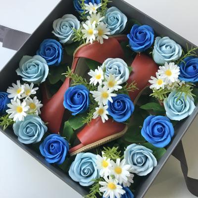 남자친구전역선물 늘솜아뜰리에 전역 꽃신 박스 곰신 선물 플라워박스 웨딩슈즈 기념선물, 블루