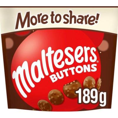 몰티져스 버튼 영국 몰티져스 버튼 초콜릿 모어 투 셰어 파우치 백 189g, １개　(개당 32,000원 - 코드411p)