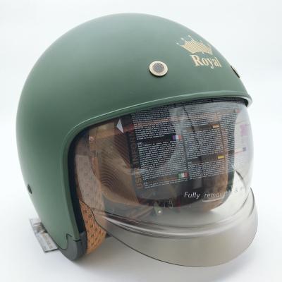 오토바이헬멧 로얄헬멧 오픈페이스 M139 바이크 헬멧 무광 매트 카키 그린 밀리터리 빈티지 하이바 레트로 클래식 텐덤 안전 인증 (기본 쉴드 포함)