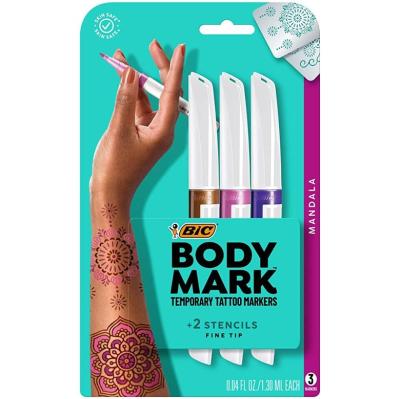 화장품전문쇼핑몰 빅 BIC BodyMark 바디 아트 마커 파스텔 팝 유연한 브러시 팁 다양한 색상 5개 팩 피부 안전* 화장품 품질 (MTPBP5-AST)