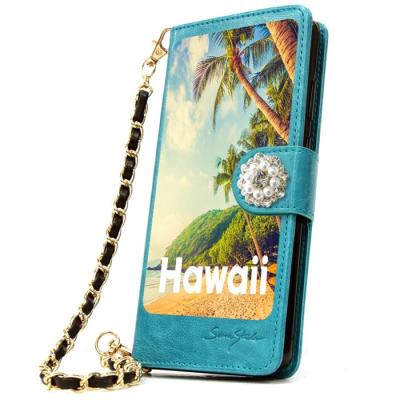 갤럭시a23 유미폰 하와이 야자수 여름감성 DIA 손목체인 카드지폐수납 다이어리 휴대폰케이스